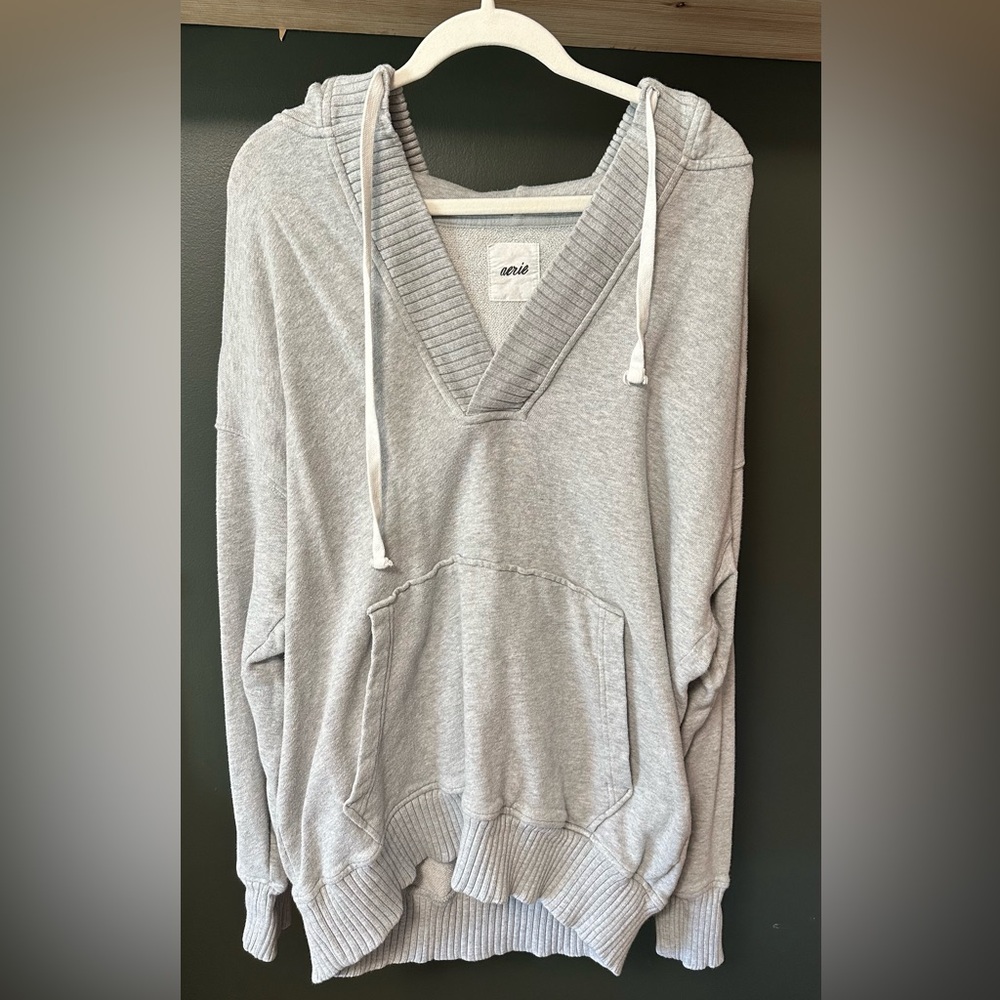Aerie Oversized “Down to Earth” Henley Hoodie with V-neck